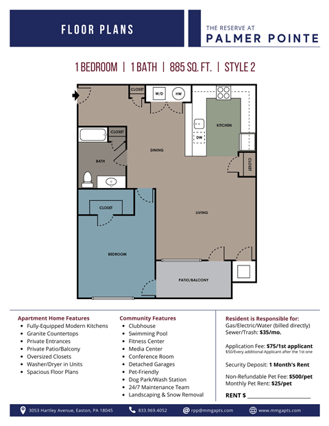 digital drawing of 1 bedroom 1 bath